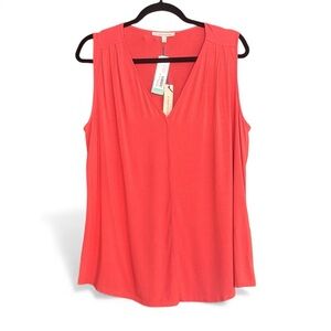 NWT 41 Hawthorn Daizey Coral V-Neck Knit Tank Top 1X